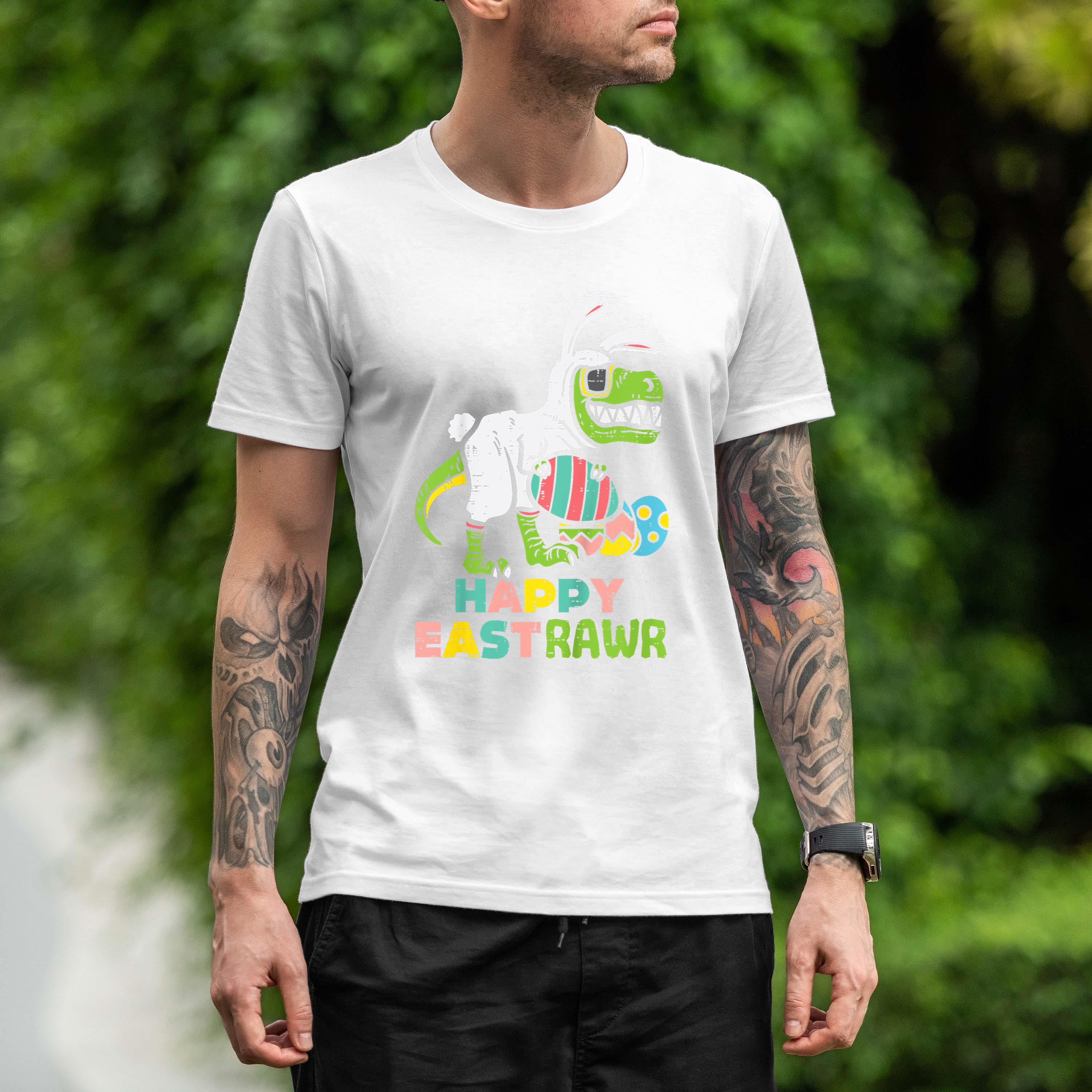 Happy Eastrawr Trex Easter Bunny Egg Funny Dinosaur Kids Shirt 